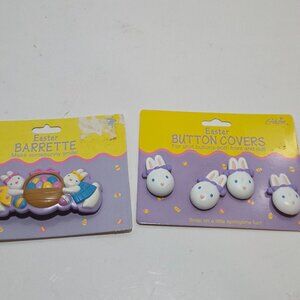 Vintage Easter Hair Barrette and Button Covers